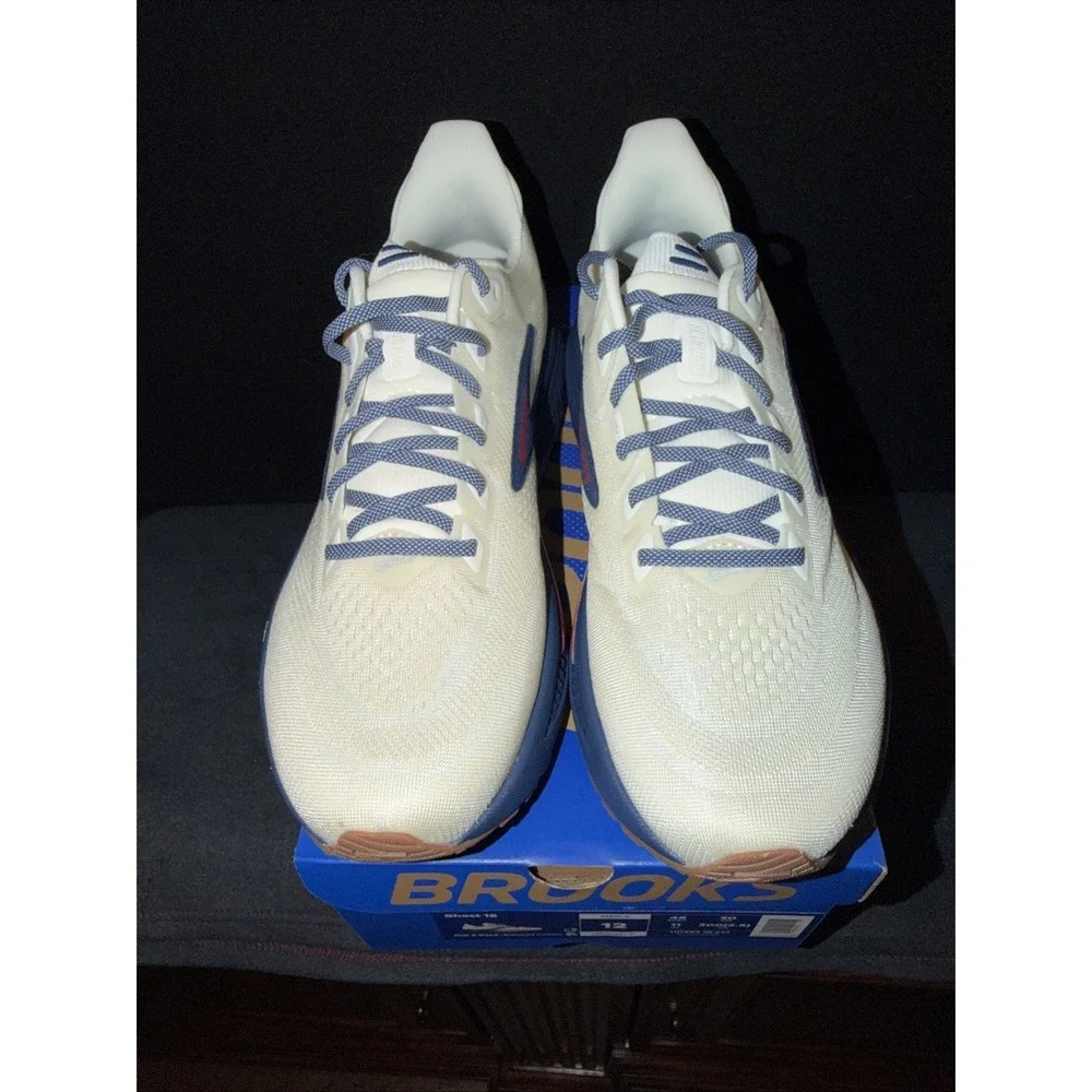 Brooks Ghost 18 Mens B Narrow Coconut/Red/Blue USA Mens Size 12